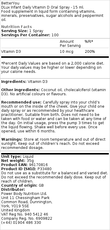 DLux Infant Daily Vitamin D Oral Spray - 15 ml. - Billede 2