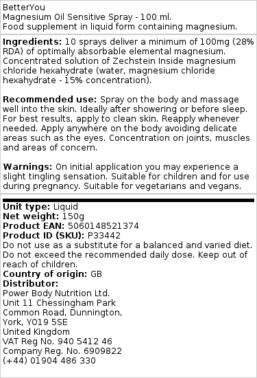 Magnesium Oil Sensitive Spray - 100 ml. - Billede 2