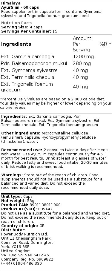 AyurSlim - 60 kapsler - Billede 2