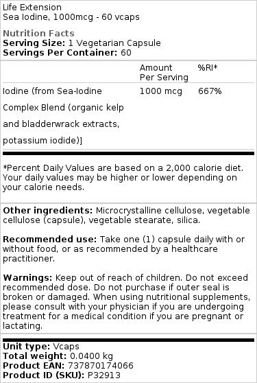 Havjod, 1000mcg - 60 kapsler - Billede 2