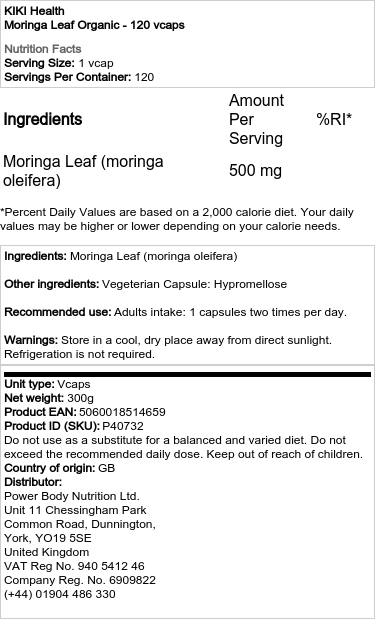 Moringa Leaf Organic - 120 vcaps - Billede 2