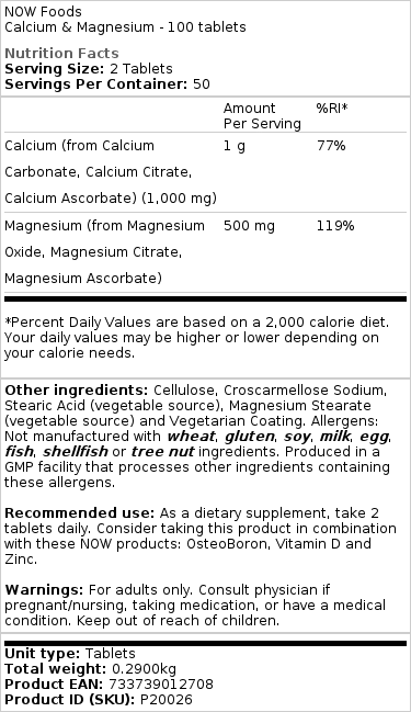 Calcium og magnesium - 100 tabletter - Billede 2