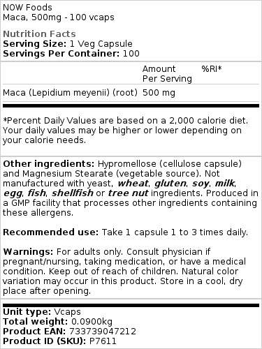Maca, 500 mg - 100 kapsler - Billede 2