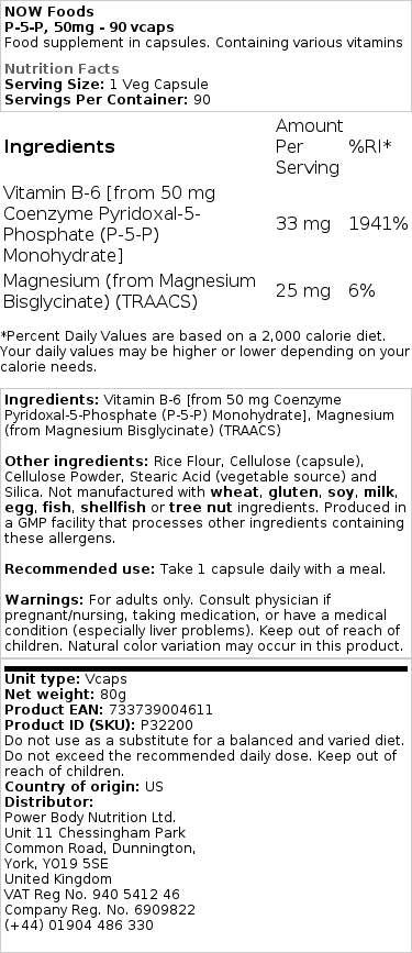 P-5-P, 50 mg - 90 vegetabilske kapsler - Billede 2