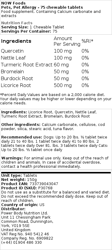 Kæledyr, allergitabletter - 75 tyggetabletter - Billede 2