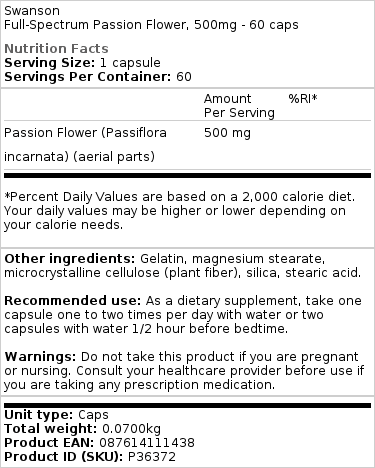 Fuldspektret passionsblomst, 500 mg - 60 kapsler - Billede 2