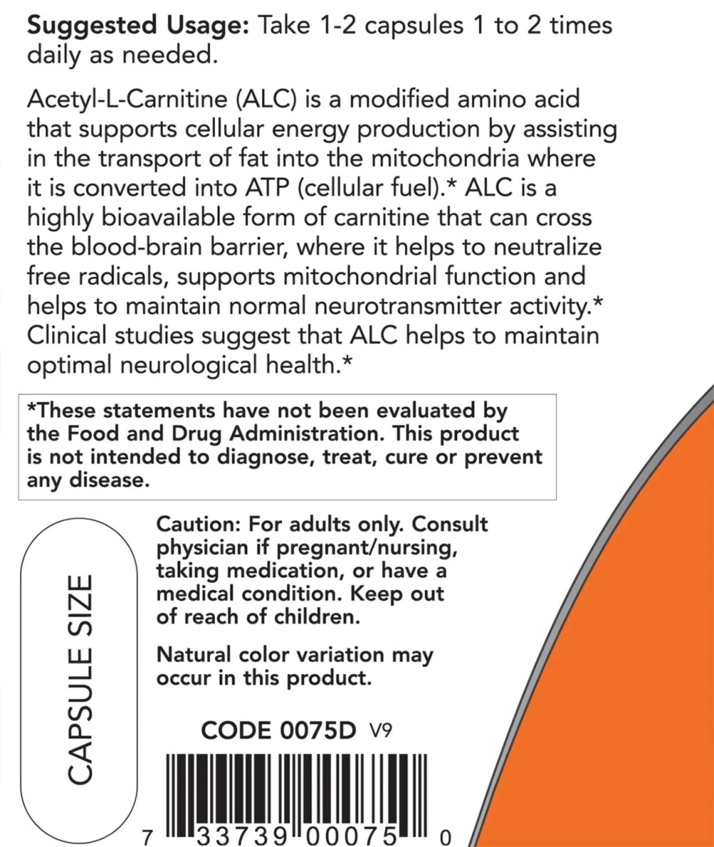 Acetyl-L-Carnitine – 500mg – 50 capsules - Image 3