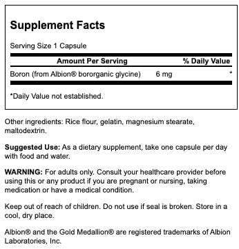 Albion Bororganisk Glycin – 6 mg – 60 kapsler - Image 3