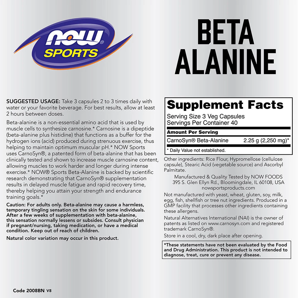 Beta-Alanin – 750 mg (kapsler) – 120 kapsler - Image 4