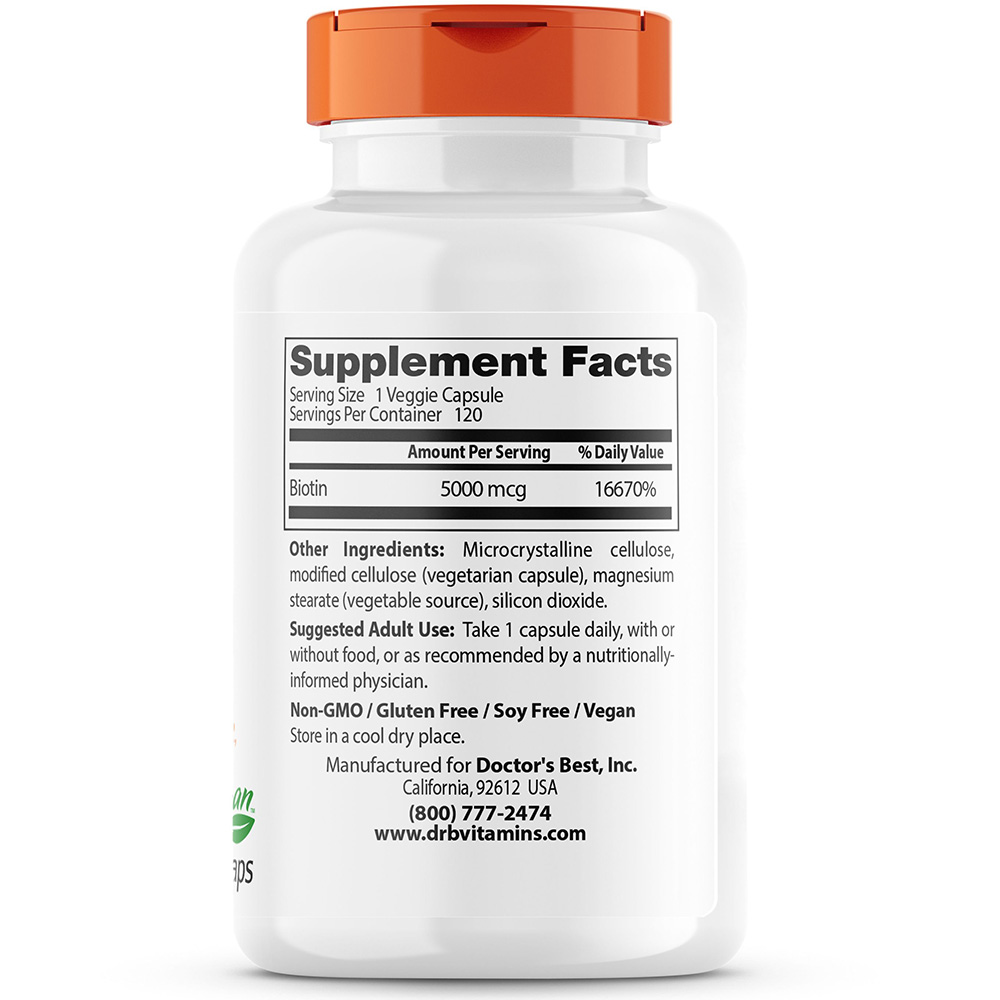 Biotin – 5000mcg – 120 hætteglas - Image 3