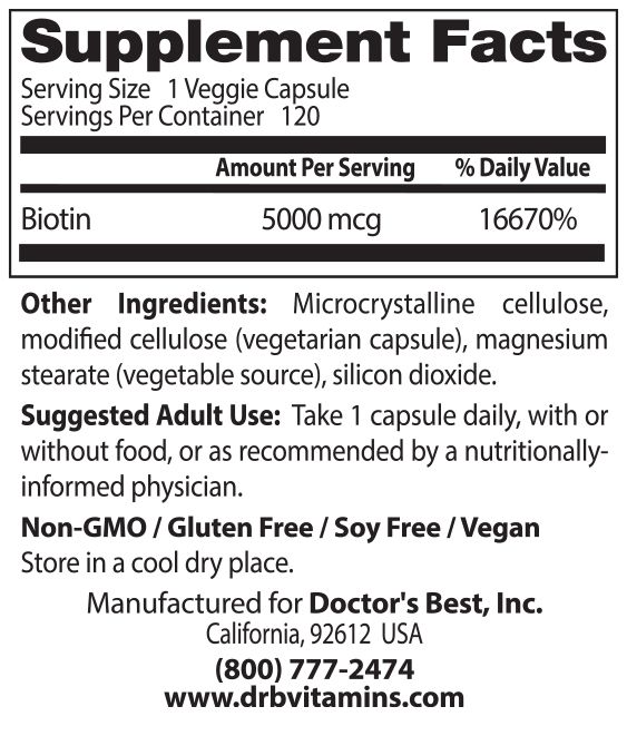 Biotin – 5000mcg – 120 hætteglas - Image 5