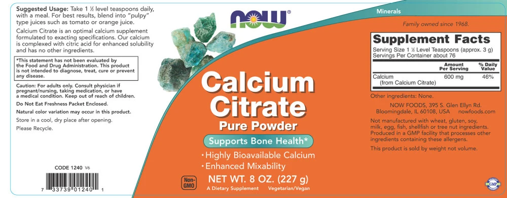 Calcium Citrat i Rent Pulver – 227g - Image 2