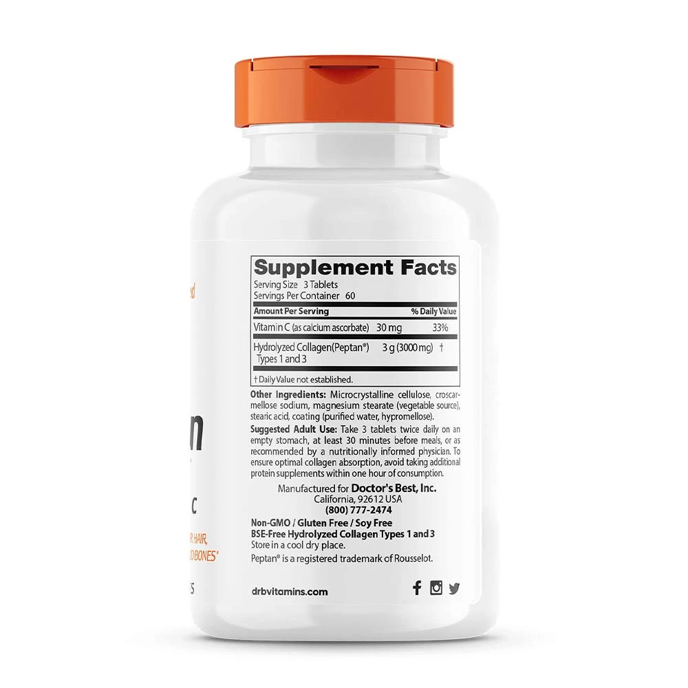 Kollagen Type 1 & 3 with C-Vitamin – 1000mg – 180 tabs - Image 4