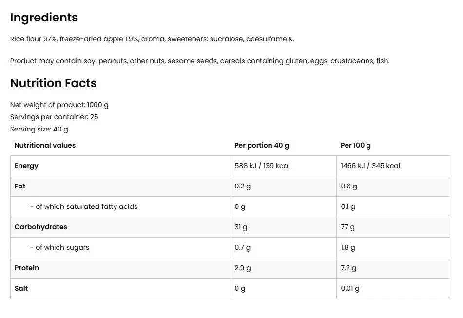 Ostrovit – Cream of Rice, Cremet Æble – 1000g - Image 4