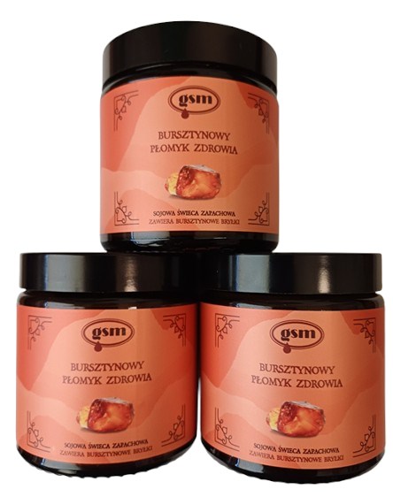 GSM MUMIO Amber flame of health - candle with amber pieces (120 ml)