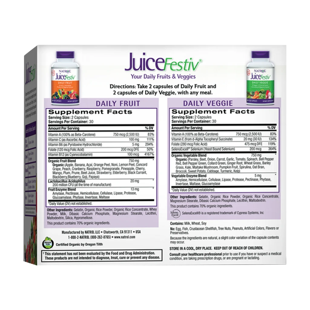 JuiceFestiv – Daily Fruits & Veggie – 60 + 60 capsules - Image 4