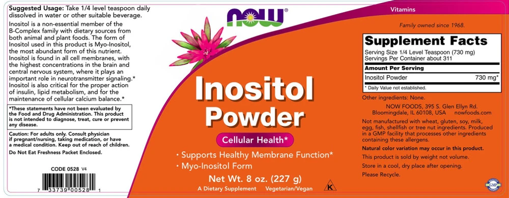 NOW Foods – Inositol Pulver Vegetarisk – 226 g - Image 2