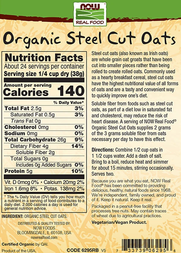 NOW Foods – Organic Steel-Cut Oatmeal – 2 lbs - Image 2