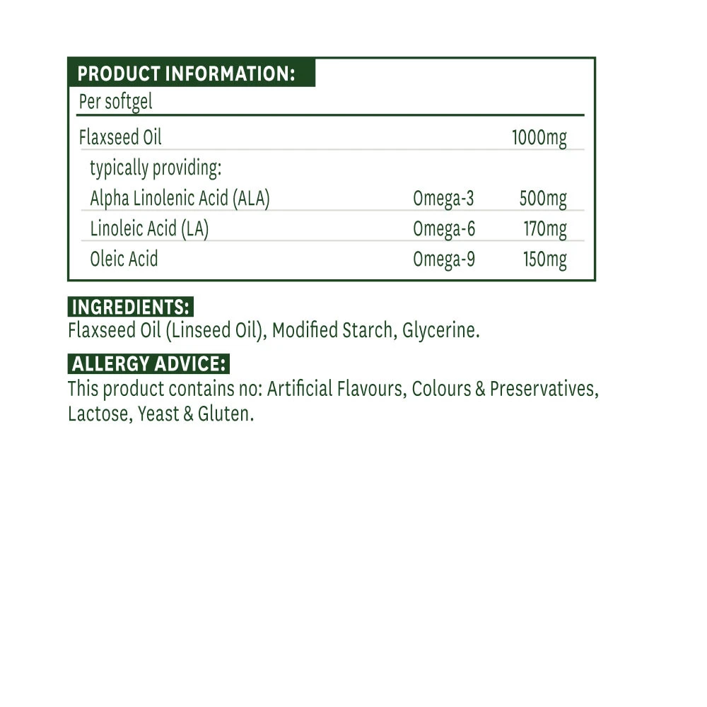 Natures Aid – Flaxseed Oil 1000 mg – 90 Softgels - Image 2