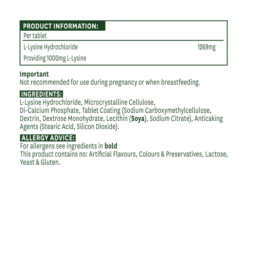 Natures Aid – L-Lysine 1000 mg – 60 tablets - Image 4