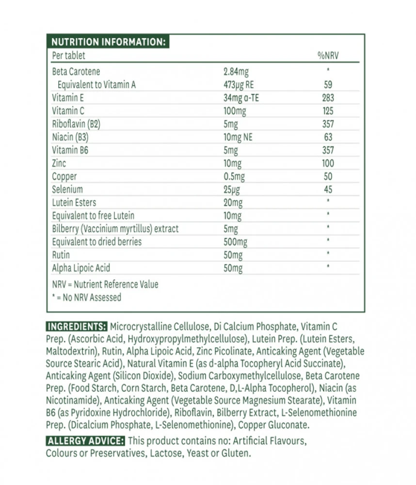 Natures Aid – Lutein Eye Complex – 30 tablets - Image 2