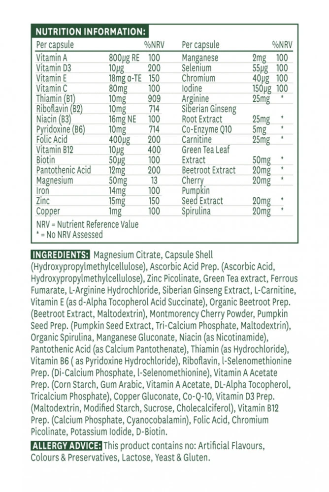 Natures Aid – Men's Multi-Vitamins & Minerals – 30 capsules - Image 2