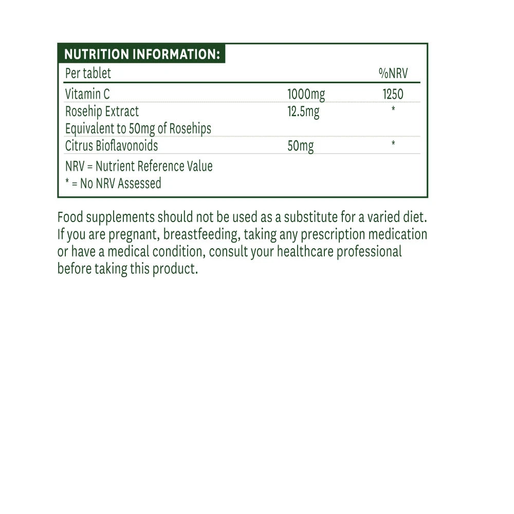 Natures Aid – Vitamin C 1000 mg Lavsyre – 90 tablets - Image 4