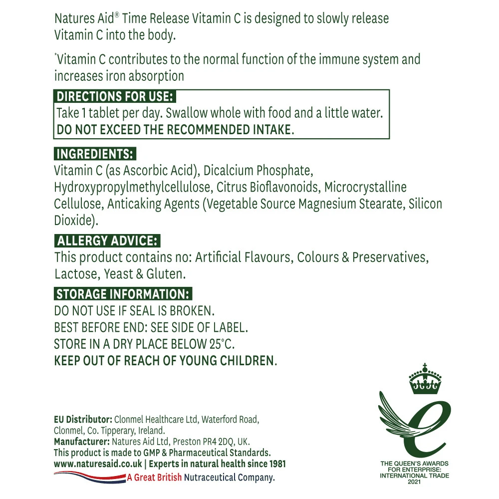 Natures Aid – Vitamin C 1000mg Time Release – 90 tablets - Image 2