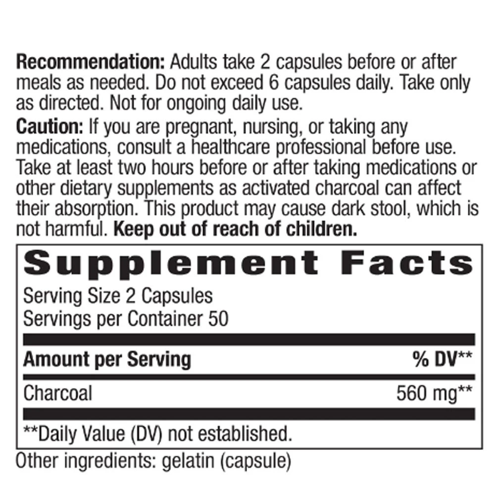 Nature's Way – Activated Charcoal 100 capsules - Image 2