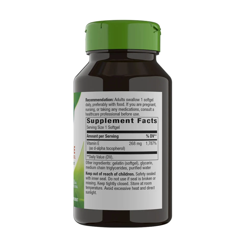 Nature's Way – Vitamin E D-Alpha Tocopherol 100 Softgels - Image 2
