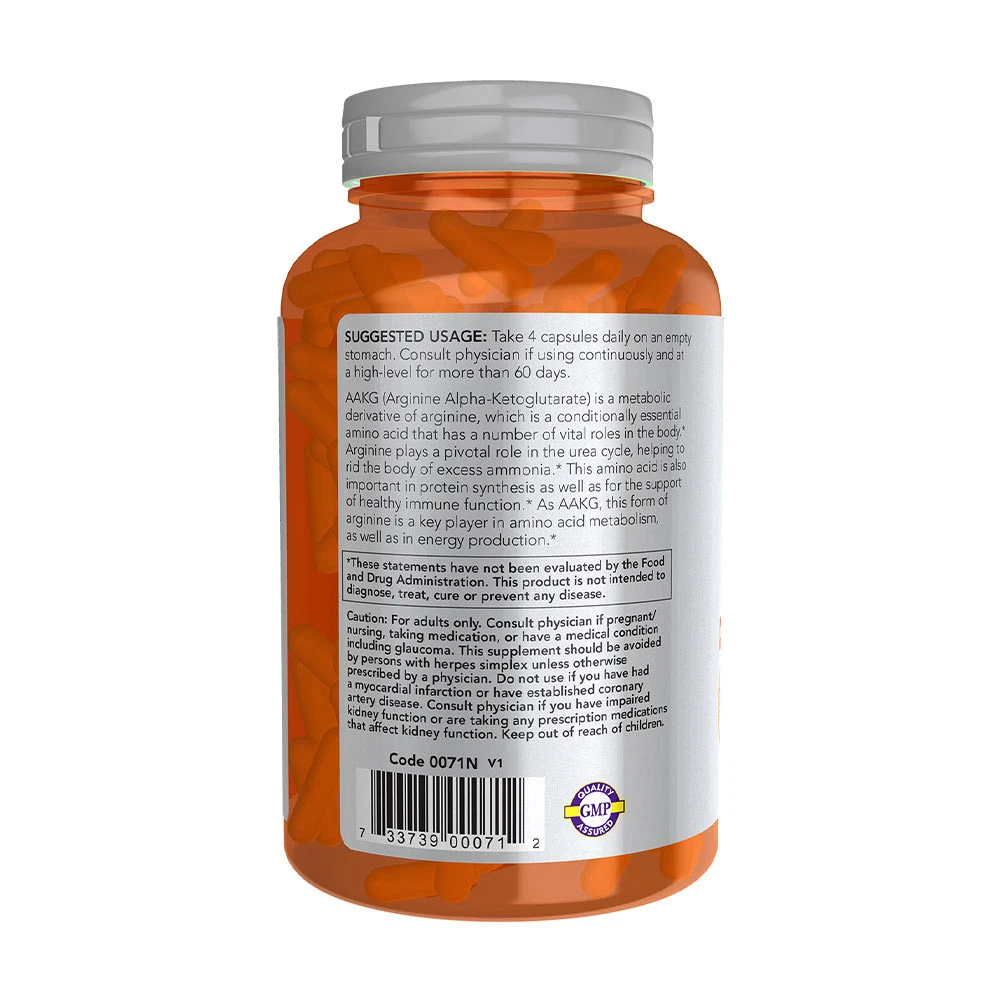 NOW Foods – AAKG 2200 – 180 Veg Capsules - Image 3
