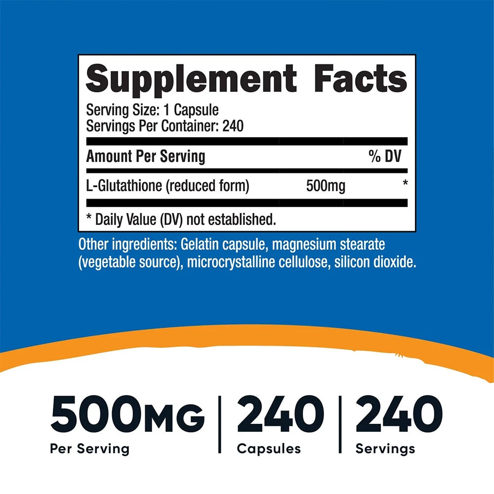 Nutricost – Glutathione 500 mg – 240 kapsler - Image 4