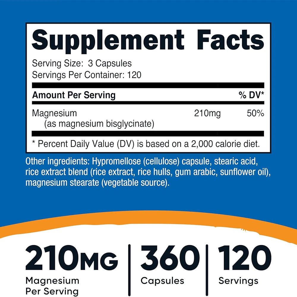 Nutricost – Magnesium Glycinat 210 mg – 360 capsules - Image 2
