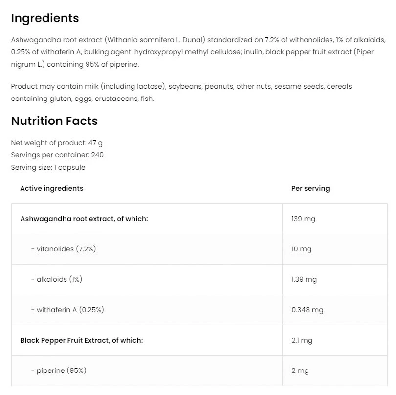 Ostrovit – Ashwagandha VEGE – 240 Kapsler - Image 2