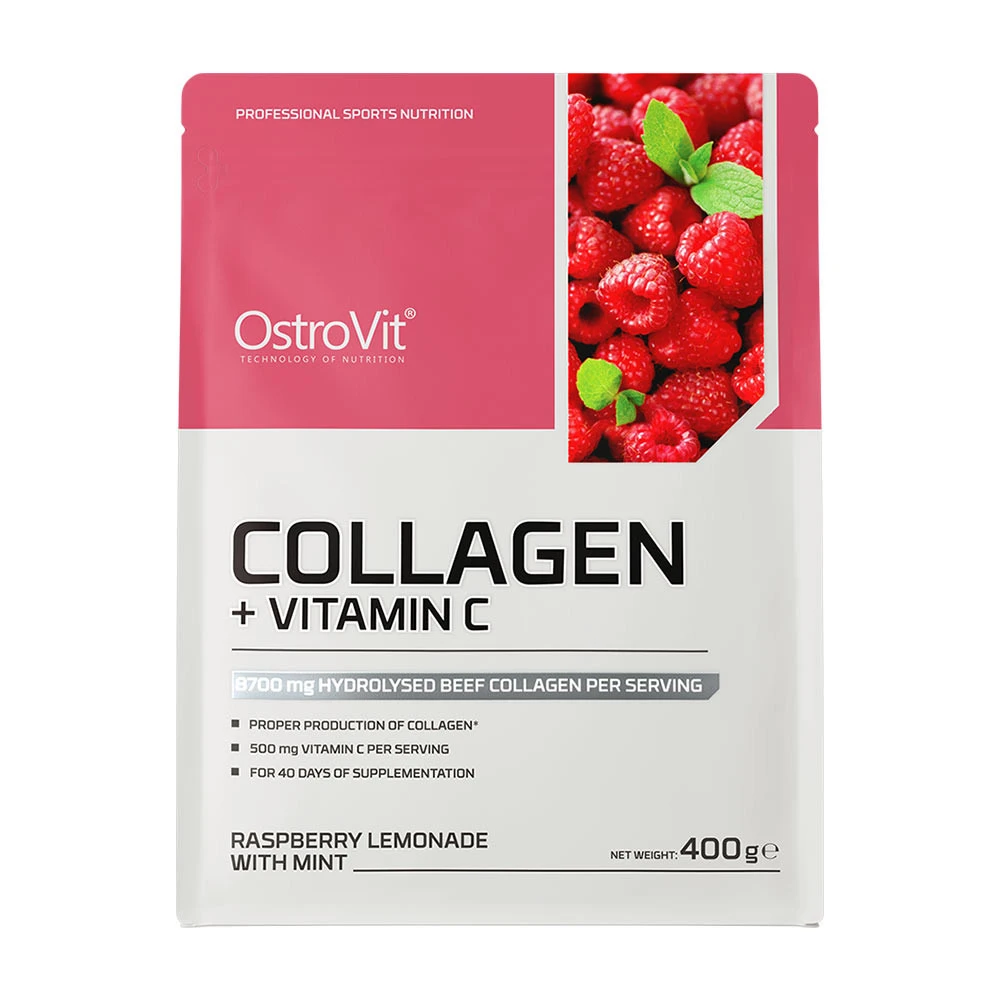 Ostrovit – Collagen + Vitamin C – 400 g, Raspberry Lemonade with Mint - Image 3