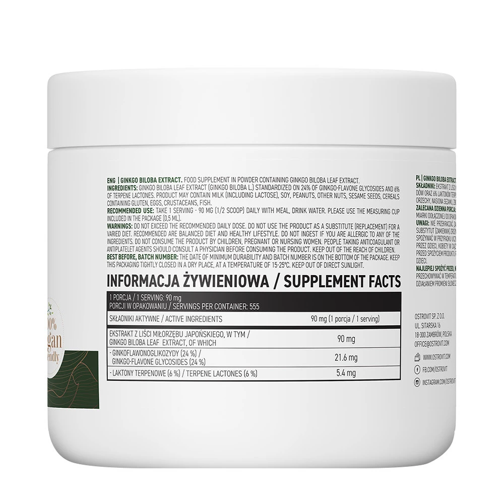 OstroVit – Ginkgo Biloba Extract Vege – 50 g - Image 2