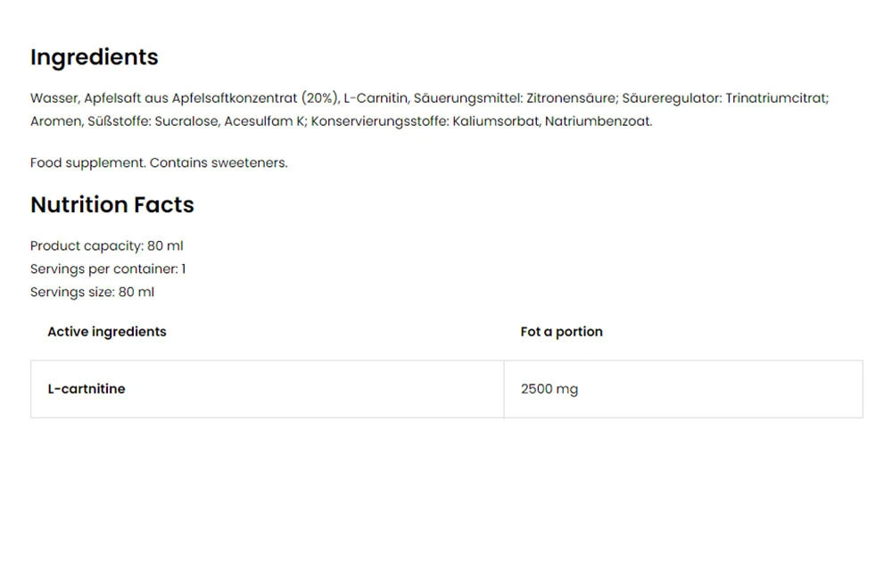 Ostrovit – L-Carnitine SHOT – 80 ml, Grapefruit Citron Lime - Image 4