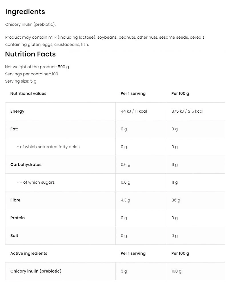 OstroVit – Vege Inulin Pulver – 500 g - Image 2