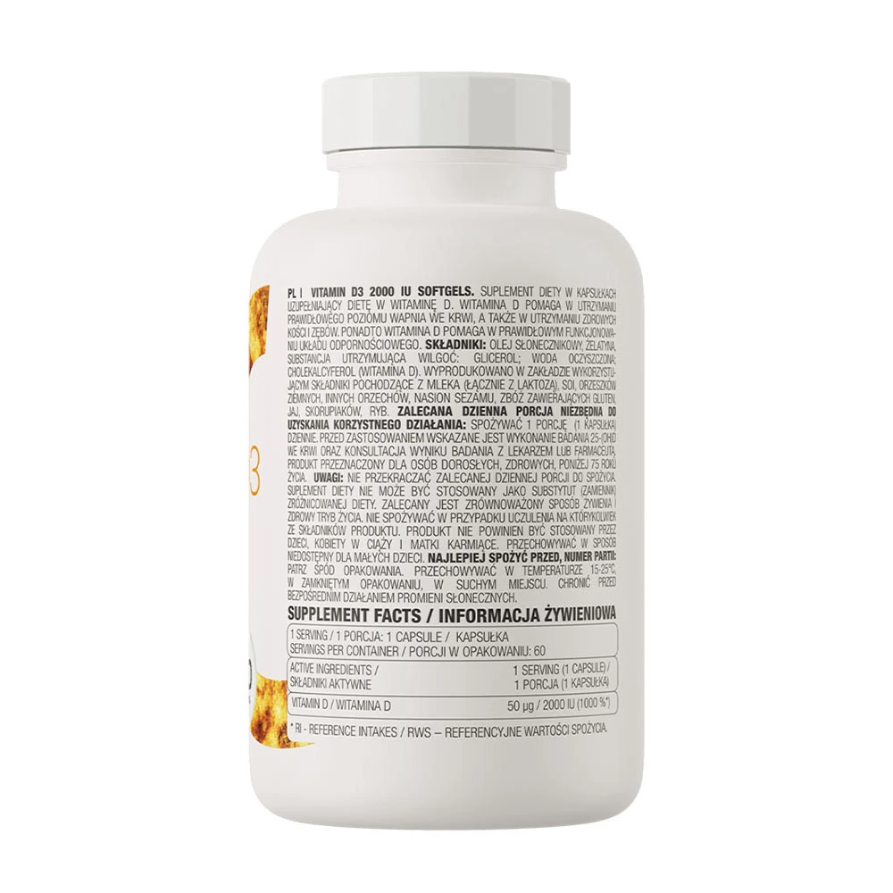 OstroVit – Vitamin D3 2000 IU – 60 softgels - Image 4