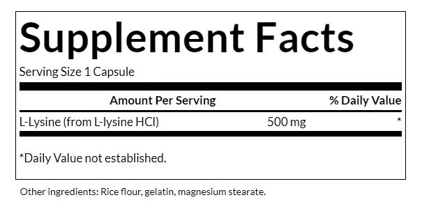 Lysin – 500 mg in free form – 100 capsules - Image 2