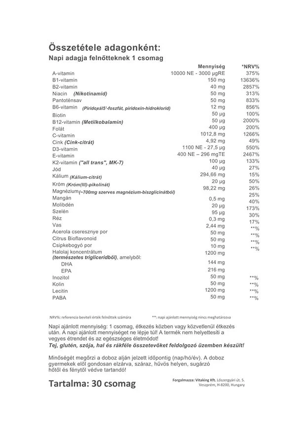 Vitaking – Multivitamin Plus Pack – 30 pakker - Image 3