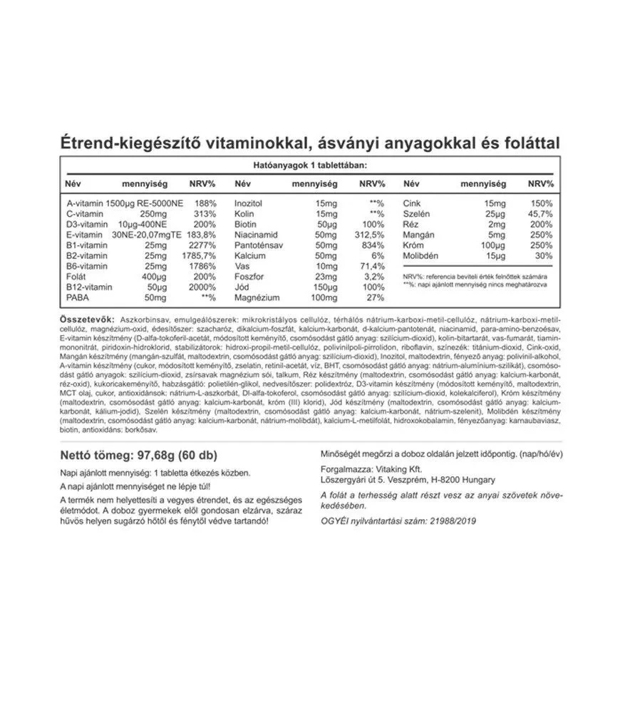 Vitaking – 9 Months Multivitamin – 60 tablets - Image 4