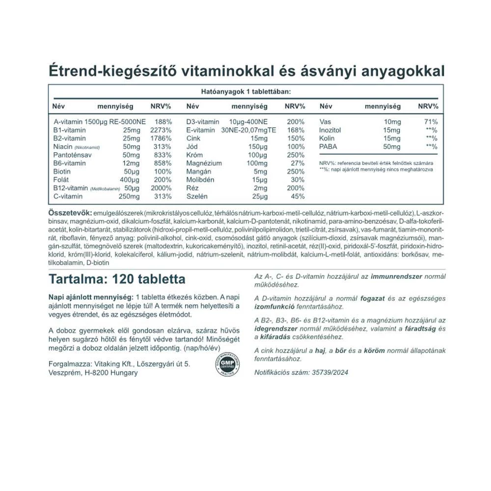 Vitaking – Mega-1 Multivitamin – 120 tablets - Image 4