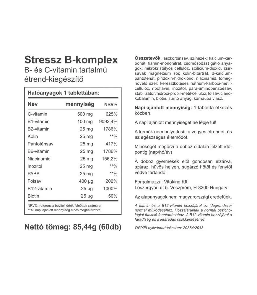 Vitaking – Stress B-Complex Multivitamin – 60 tablets - Image 2