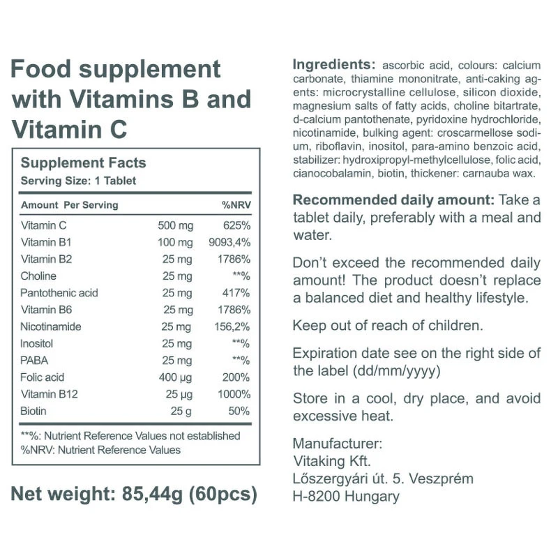 Vitaking – Stress B-Complex Multivitamin – 60 tablets - Image 3