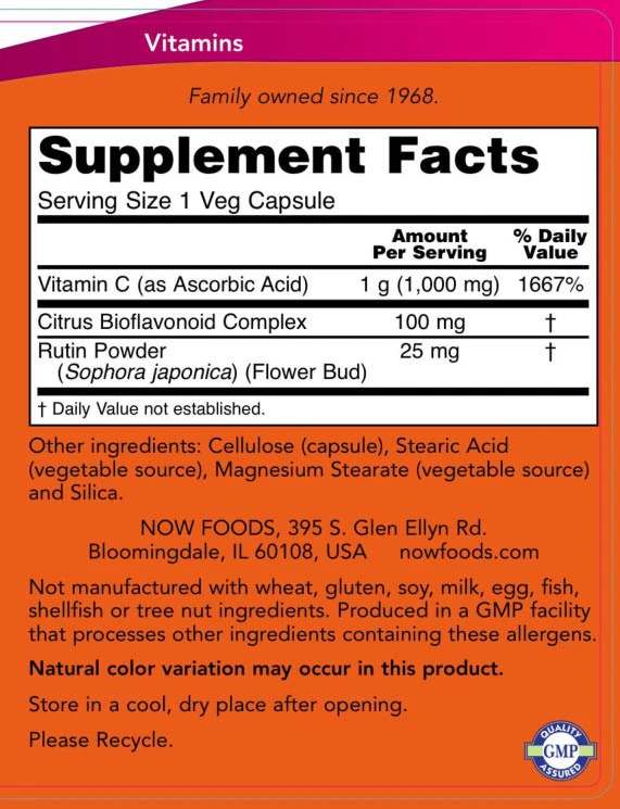 Vitamin C-1000 – Med 100 mg Bioflavonoids – 500 capsules - Image 2