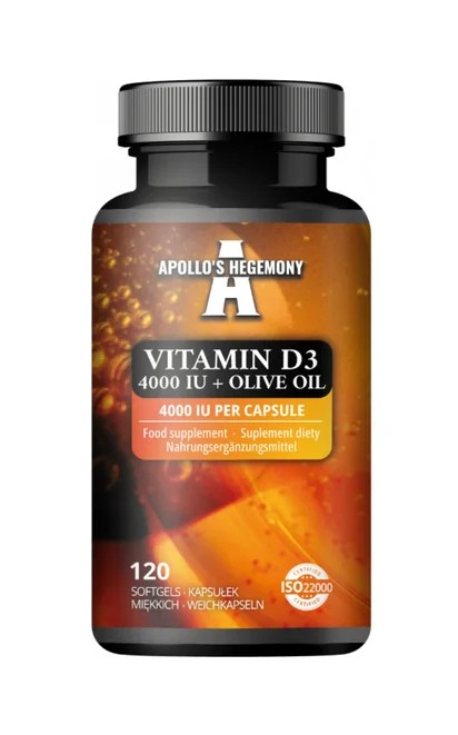 Vitamin D3 4000IU + Olive Oil - 120 softgels