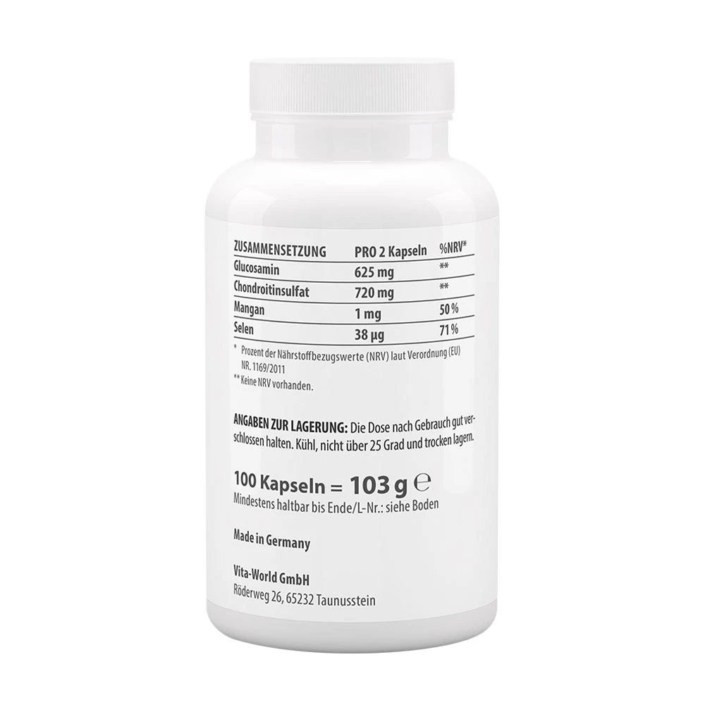 Vitaworld – Glucosamin 500 + Chondroitin 400 – 100 kapsler - Image 2