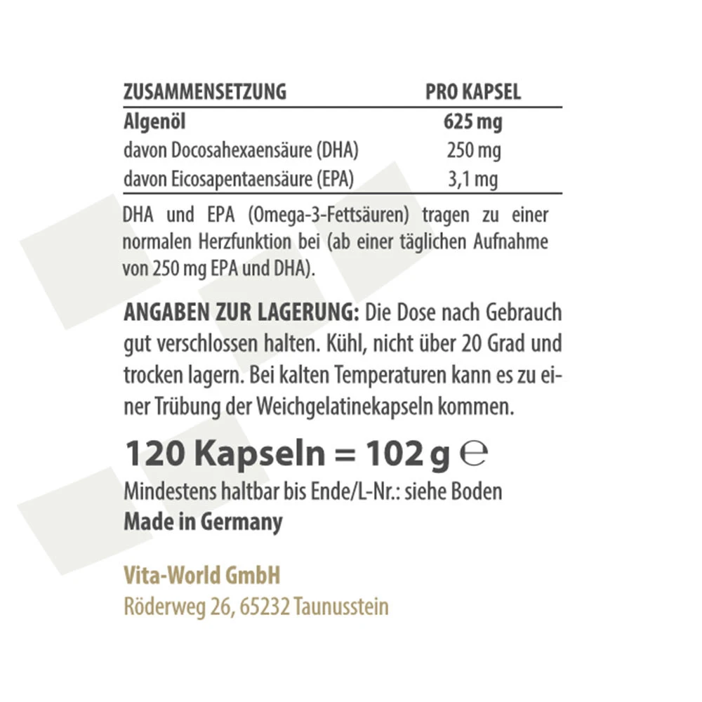 Vitaworld – Omega 3 Vegan – 120 capsules - Image 2