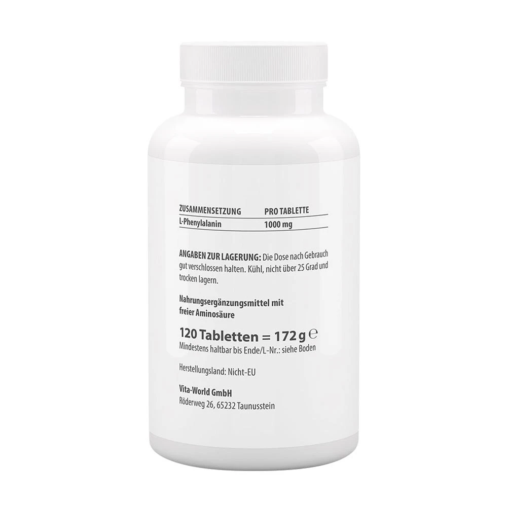 Vitaworld – Phenylalanine 1000 mg – 120 tablets - Image 2